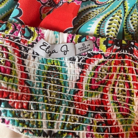 ELIZA J Crepe de Chine Floral Halter Handkerchief Maxi Dress Size 8 - Picture 9 of 14